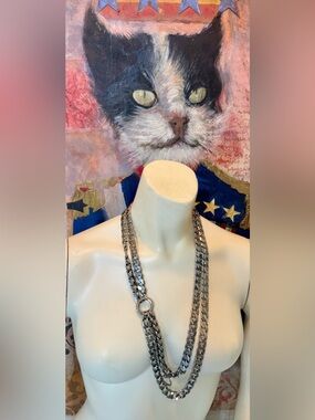 All Saints Vintage, solid, heavy, biker double chain necklace